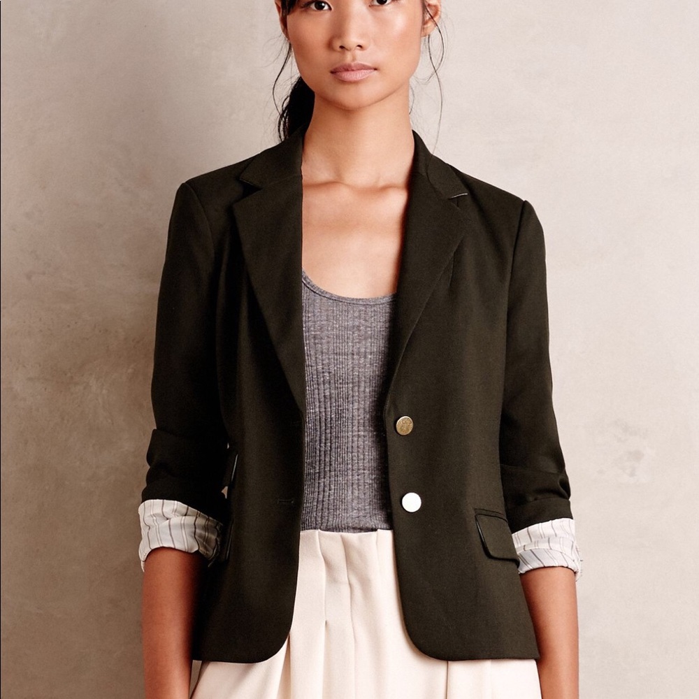 Anthropologie Cartonnier Ellis Blazer Jacket Moss Green 10